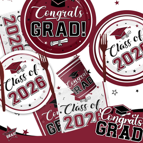 Bezkega class of 2026 maroon tablecloth creates a polished backdrop