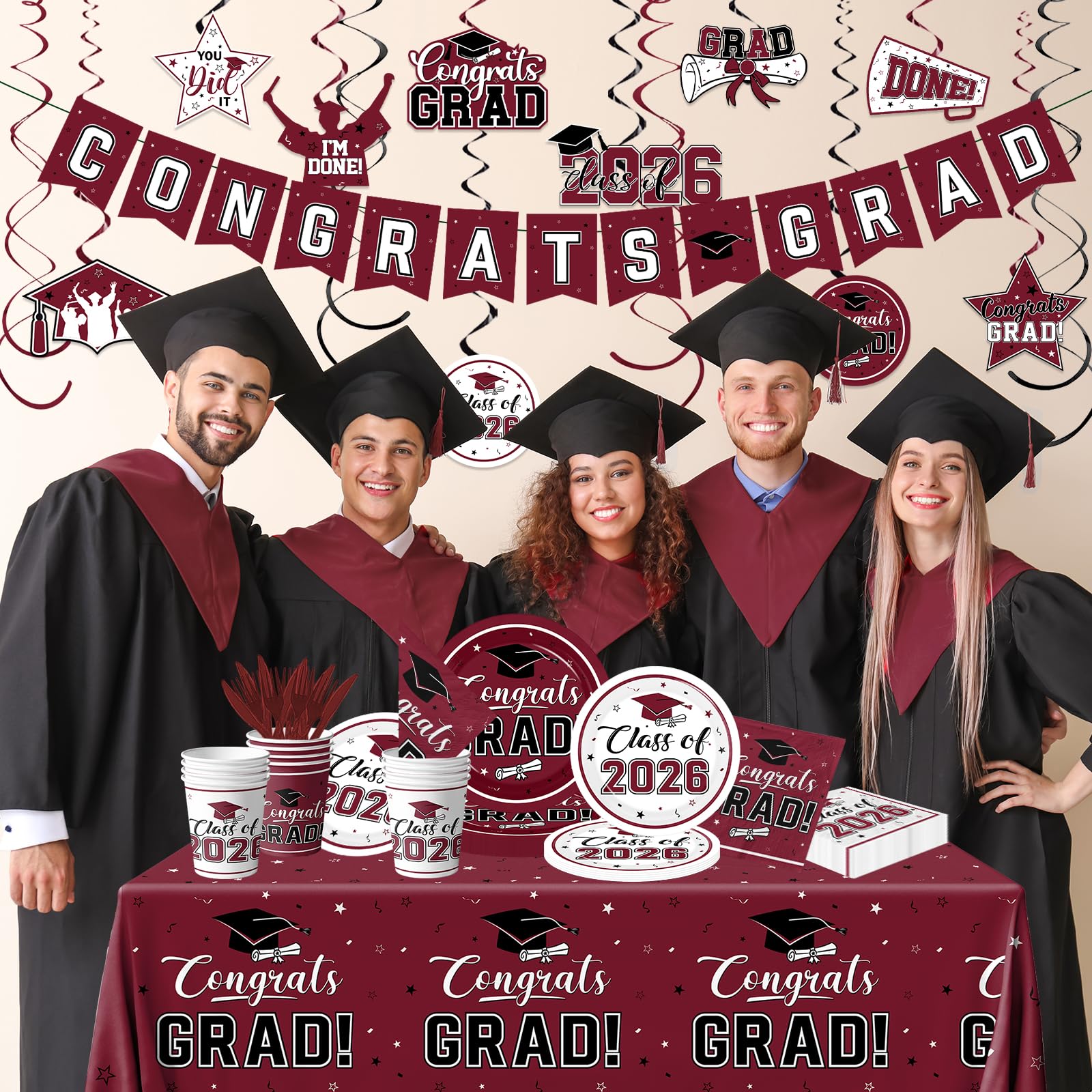 Bezkega congrats grad banner as a focal celebration message