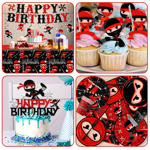 Bezkega ninja cake topper adds a bold centerpiece to the cake.