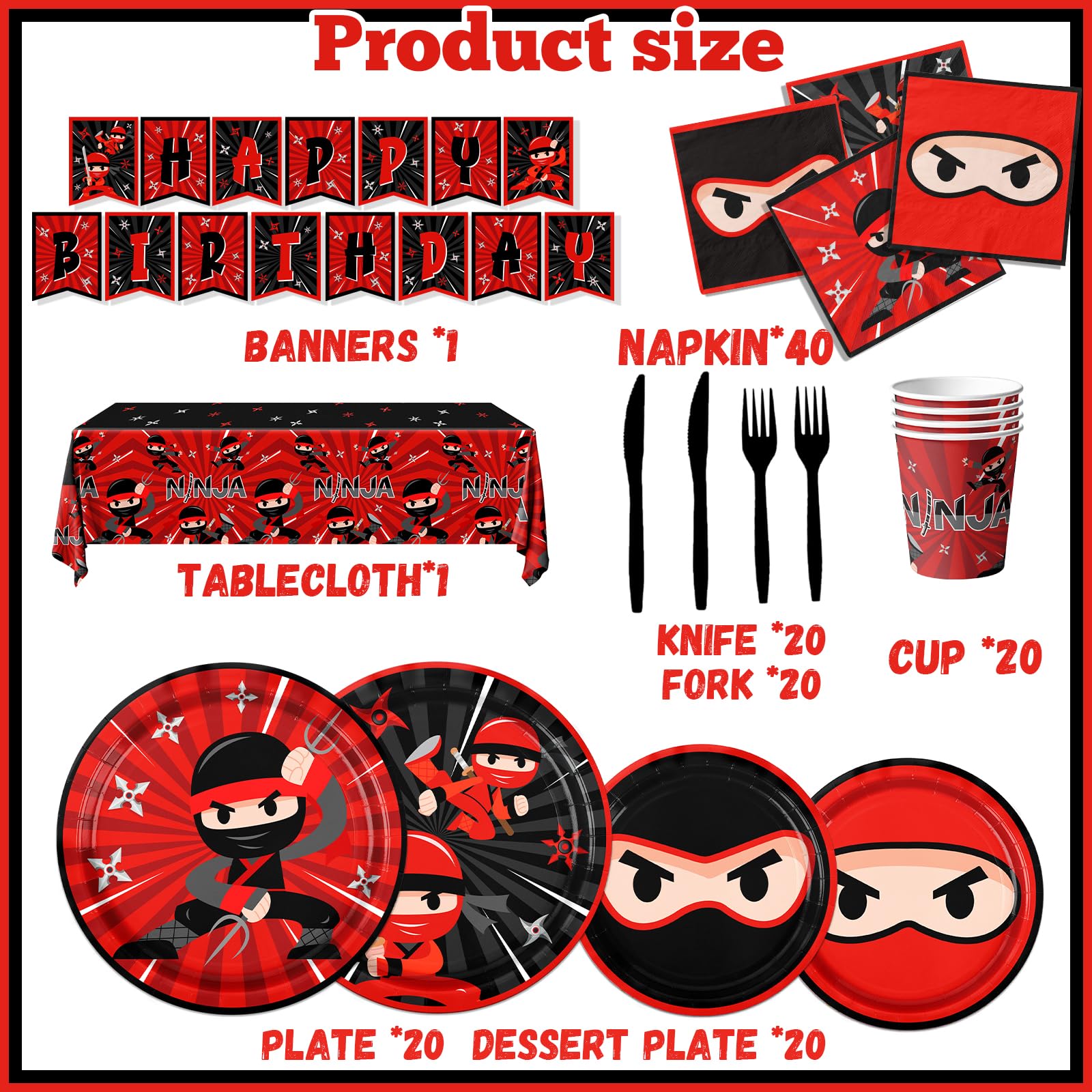 Bezkega Ninja Tablecloth – plastic cover protecting surfaces during a ninja party.