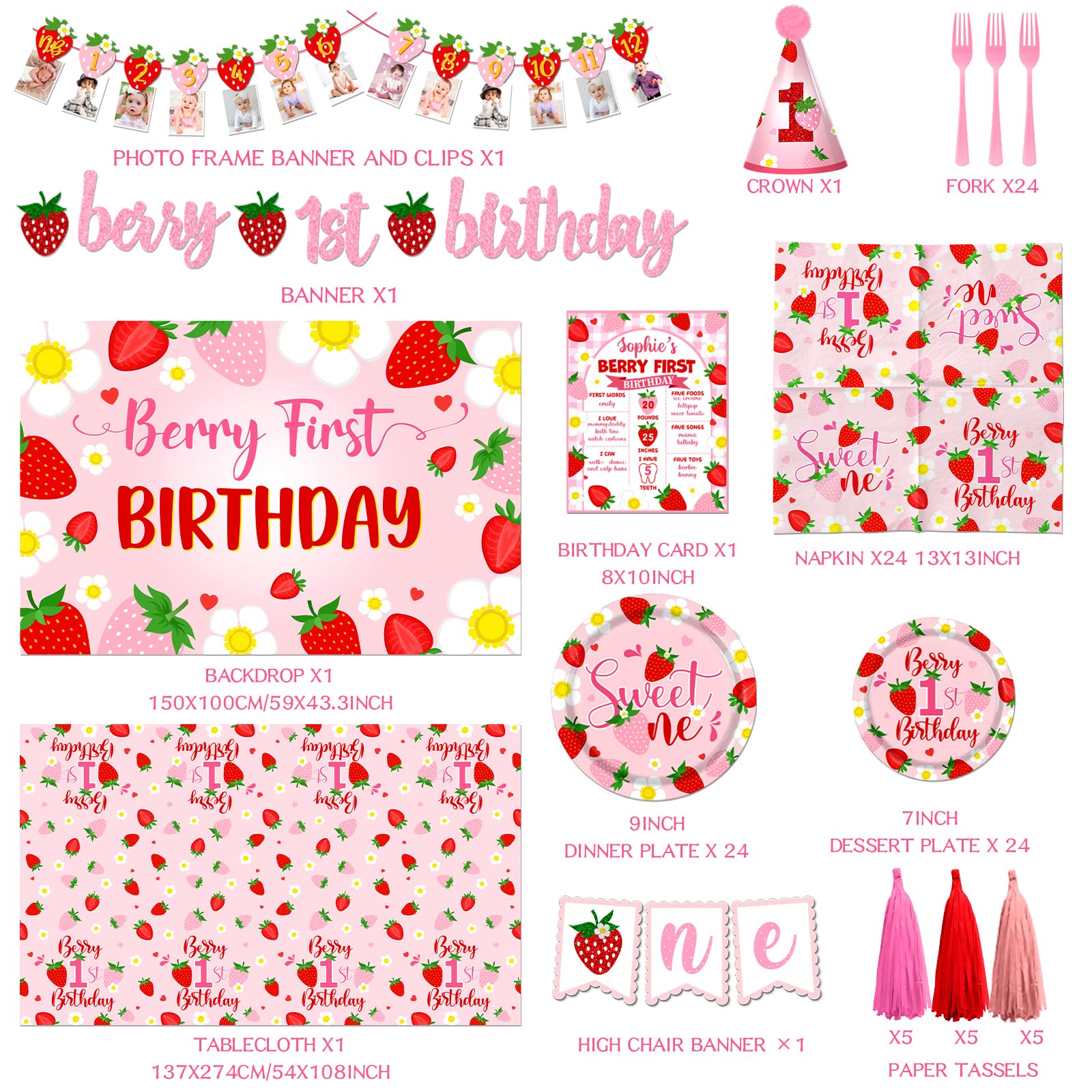 Bezkega hanging swirls add motion and color to a strawberry party.