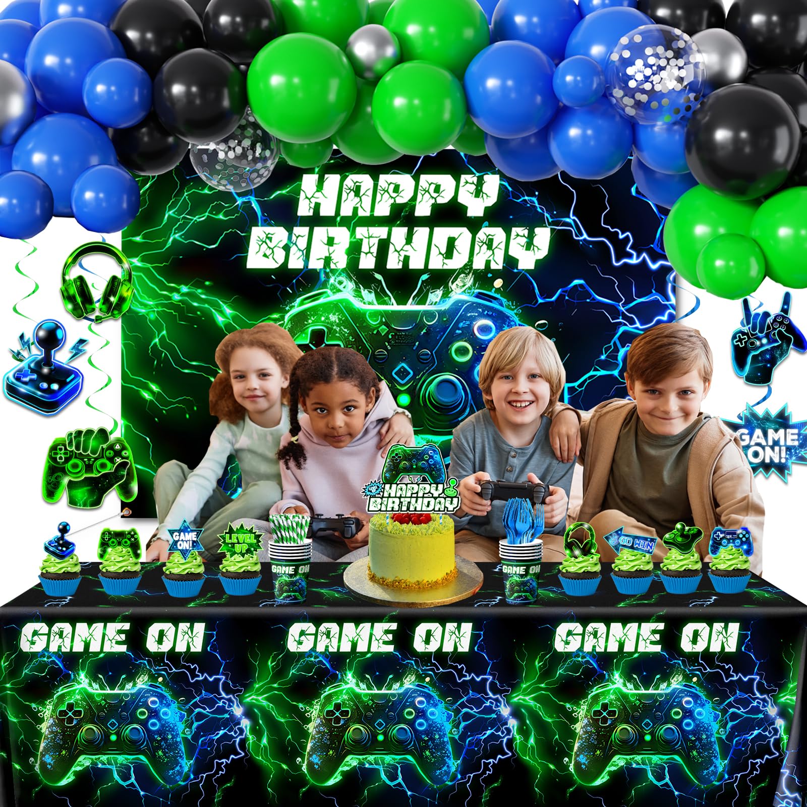 Bezkega video game birthday tableware set makes serving quick and cohesive
