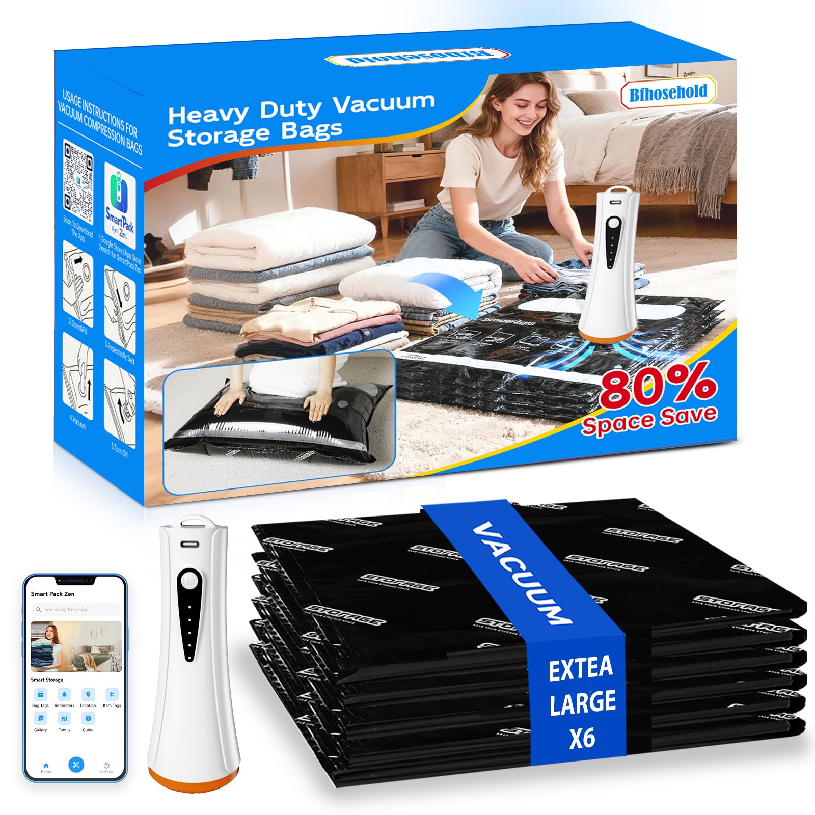 Bfhosehold extra-large 47x35 vacuum bag storing king-size comforter