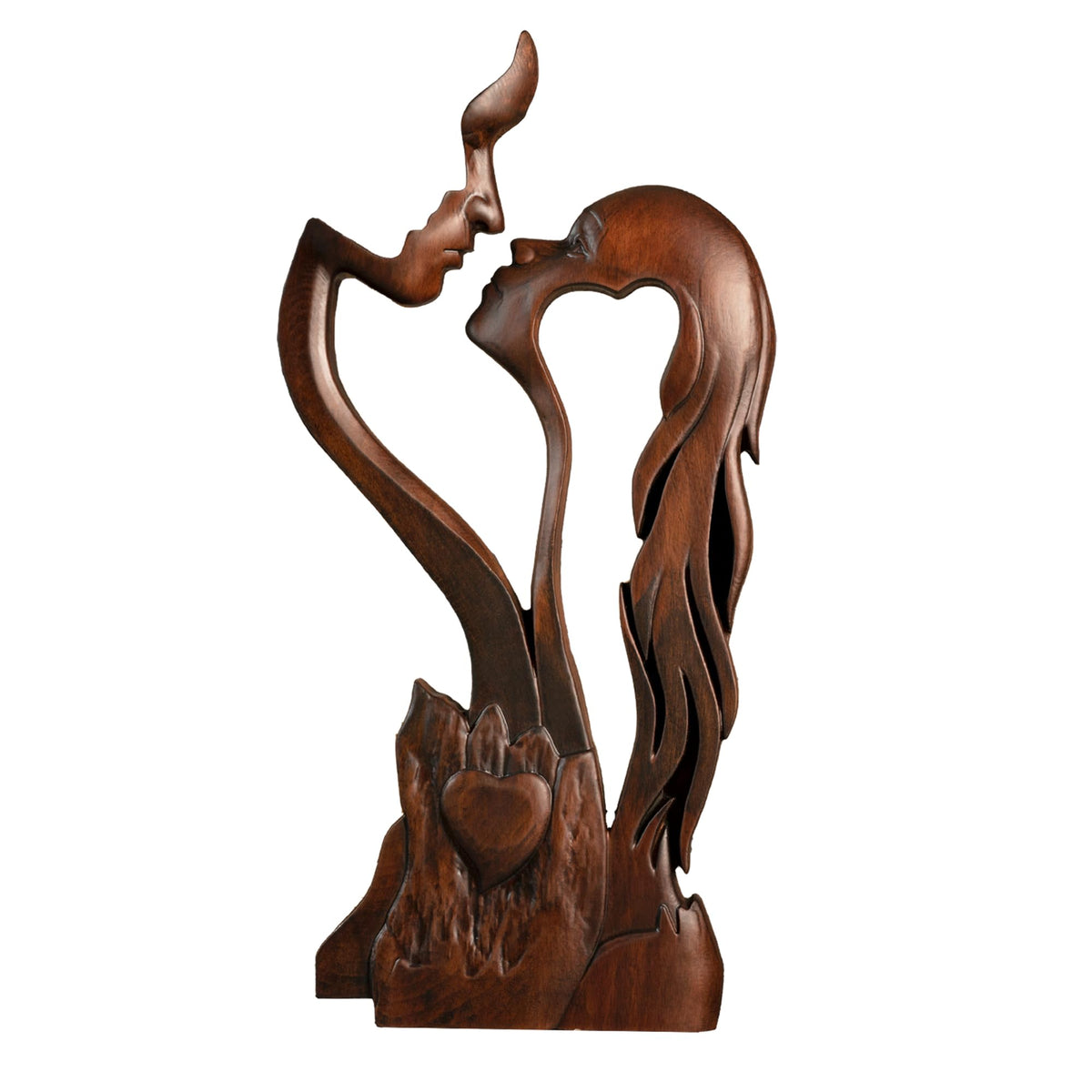 BGCOPPER wooden kissing couple ornament showcases a tender moment for anniversary decor.