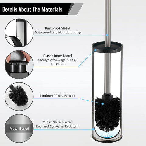 Round bristles deliver 360° cleaning around the toilet bowl