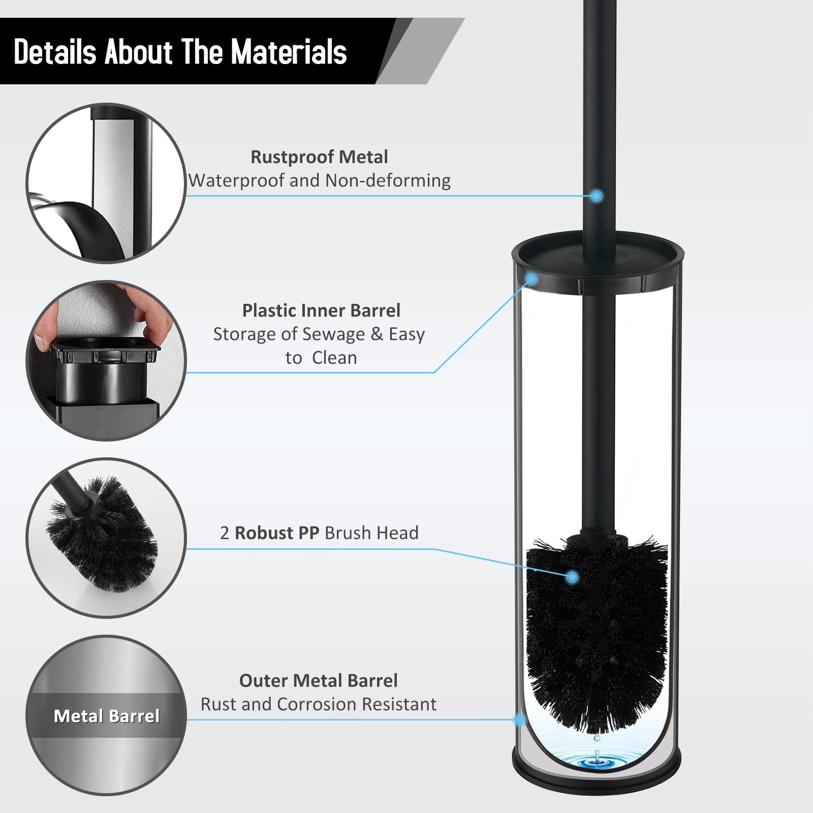 BGL two black bristle heads offer replacement convenience and longer brush life.