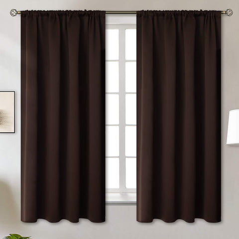 BGment brown blackout curtains with rod-pocket design for enhanced privacy and light control.