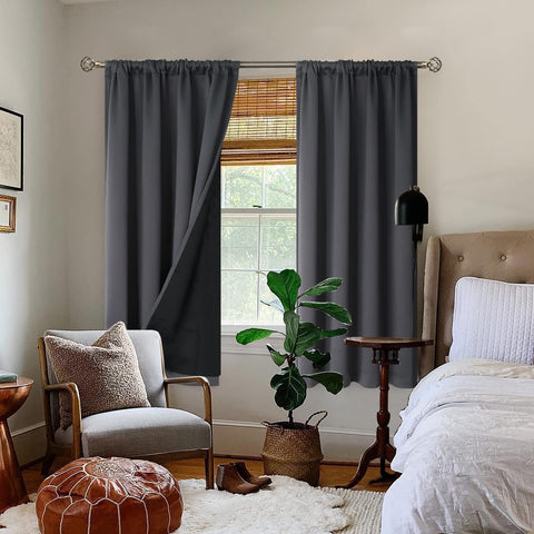 BGment curtain with rod-pocket top design for easy installation.