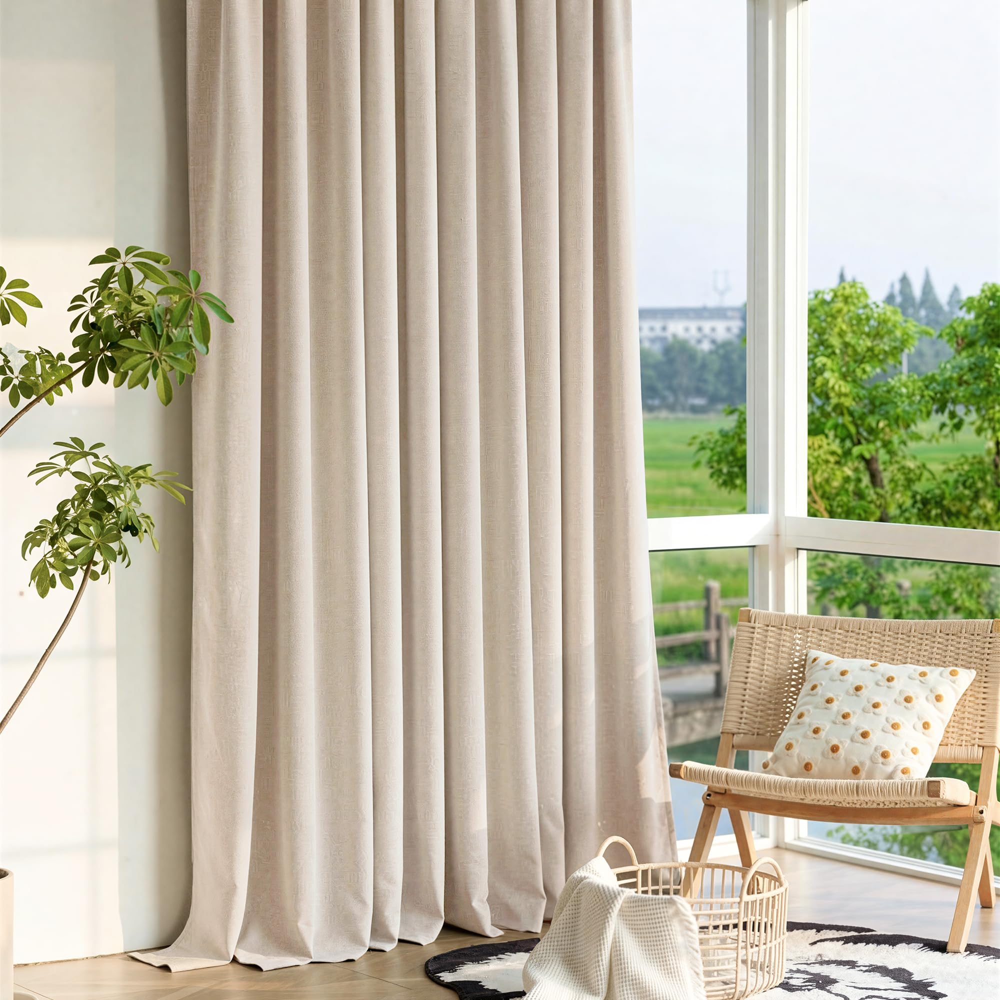 BGment linen blackout curtains suitable for bedrooms and living rooms.