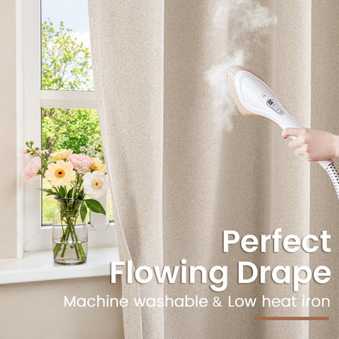 BGment linen blackout curtains machine washable for easy care.