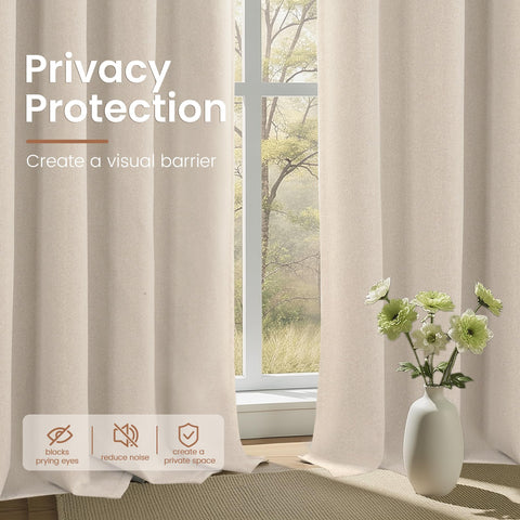 BGment linen blackout curtains preserve privacy by blocking outside views.