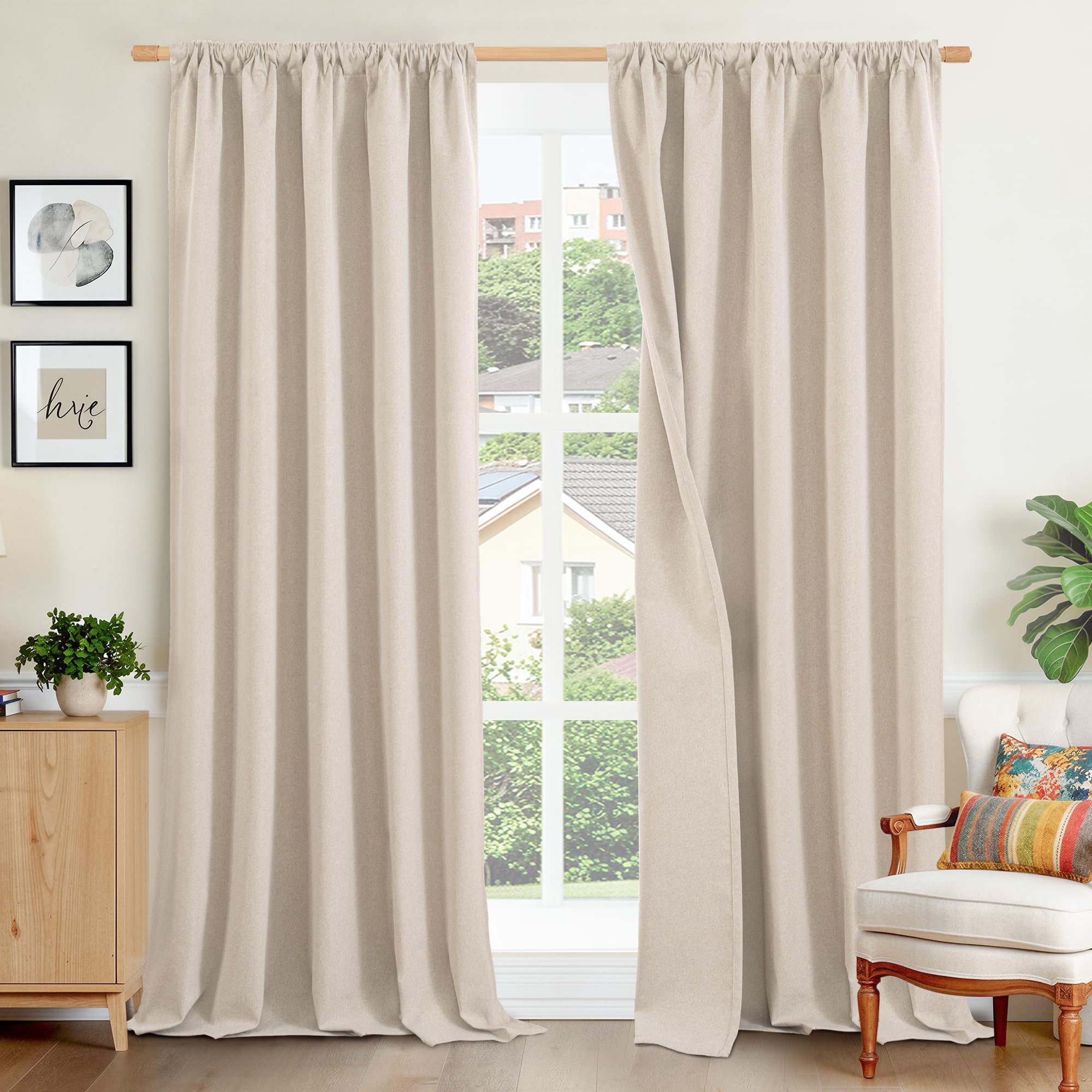 BGment linen blackout curtains with rod pocket for easy installation and room-darkening comfort.