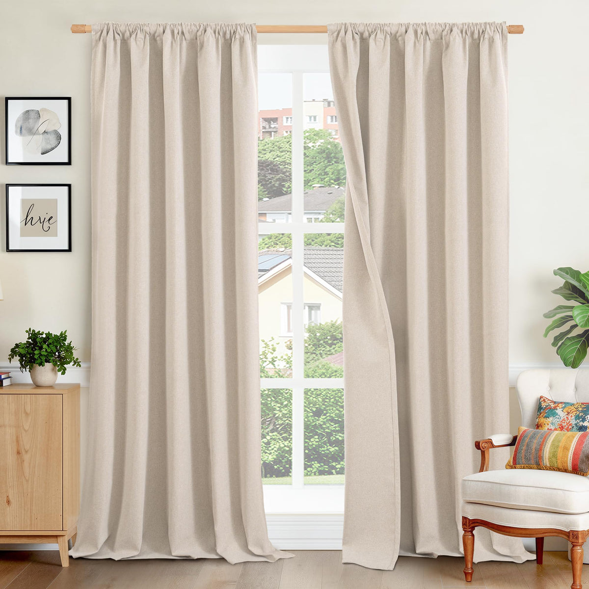 BGment linen blackout curtains with rod pocket for easy installation and room-darkening comfort.