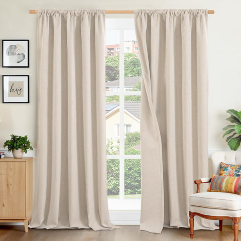 BGment linen blackout curtains with rod pocket for easy installation and room-darkening comfort.