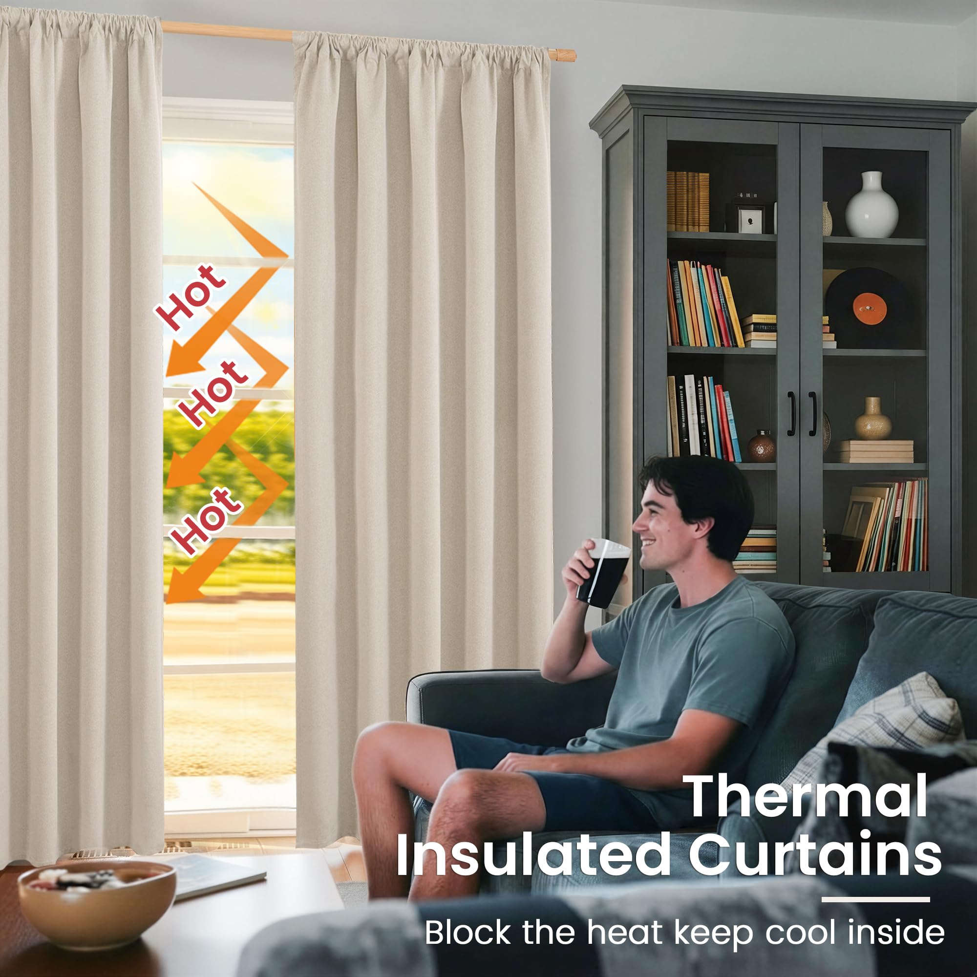 BGment linen blackout curtains textured weave design adds rustic style and warmth.