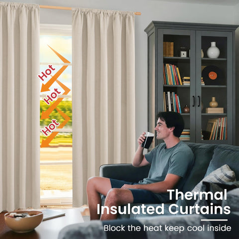 BGment linen blackout curtains textured weave design adds rustic style and warmth.