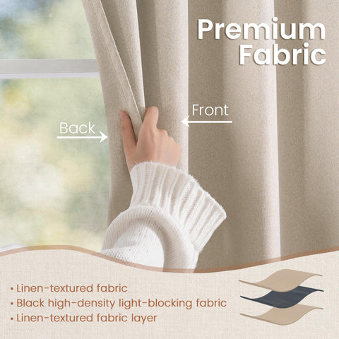 BGment linen blackout curtains with thermal interlayer help stabilize indoor temperature.