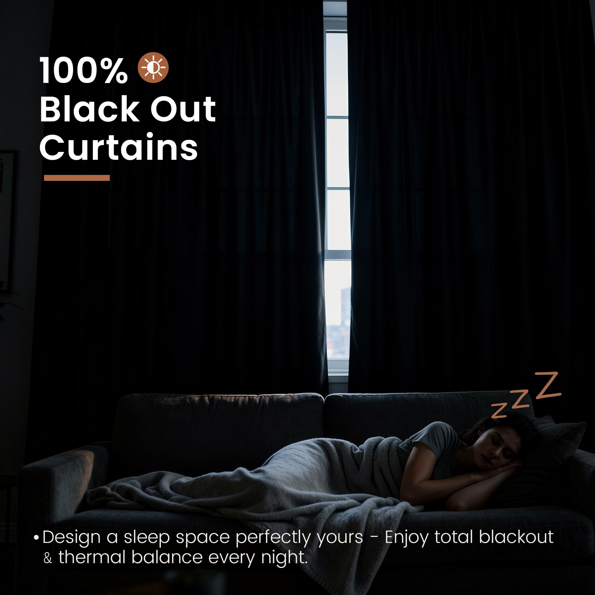 BGment linen blackout curtains two panels side by side for balanced light control and privacy.