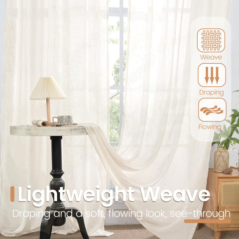 BGment Linen Curtains bedroom ambiance with soft natural glow.