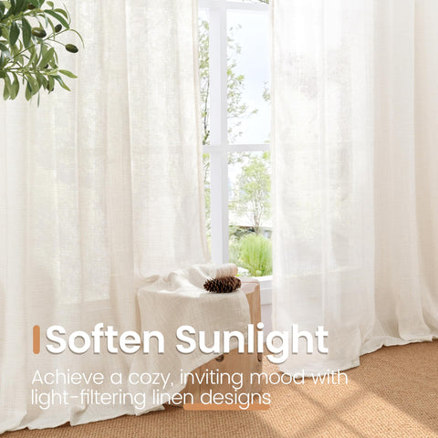 BGment Linen Curtains light filtering demonstrates soft daylight.