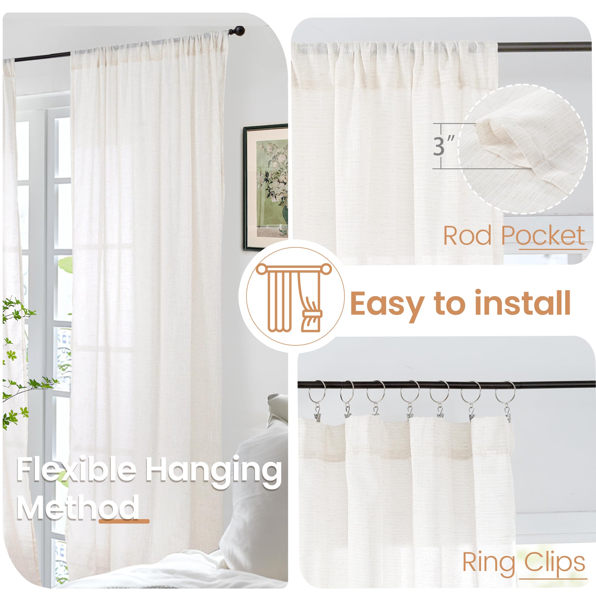 BGment Linen Curtains living room decor styling.