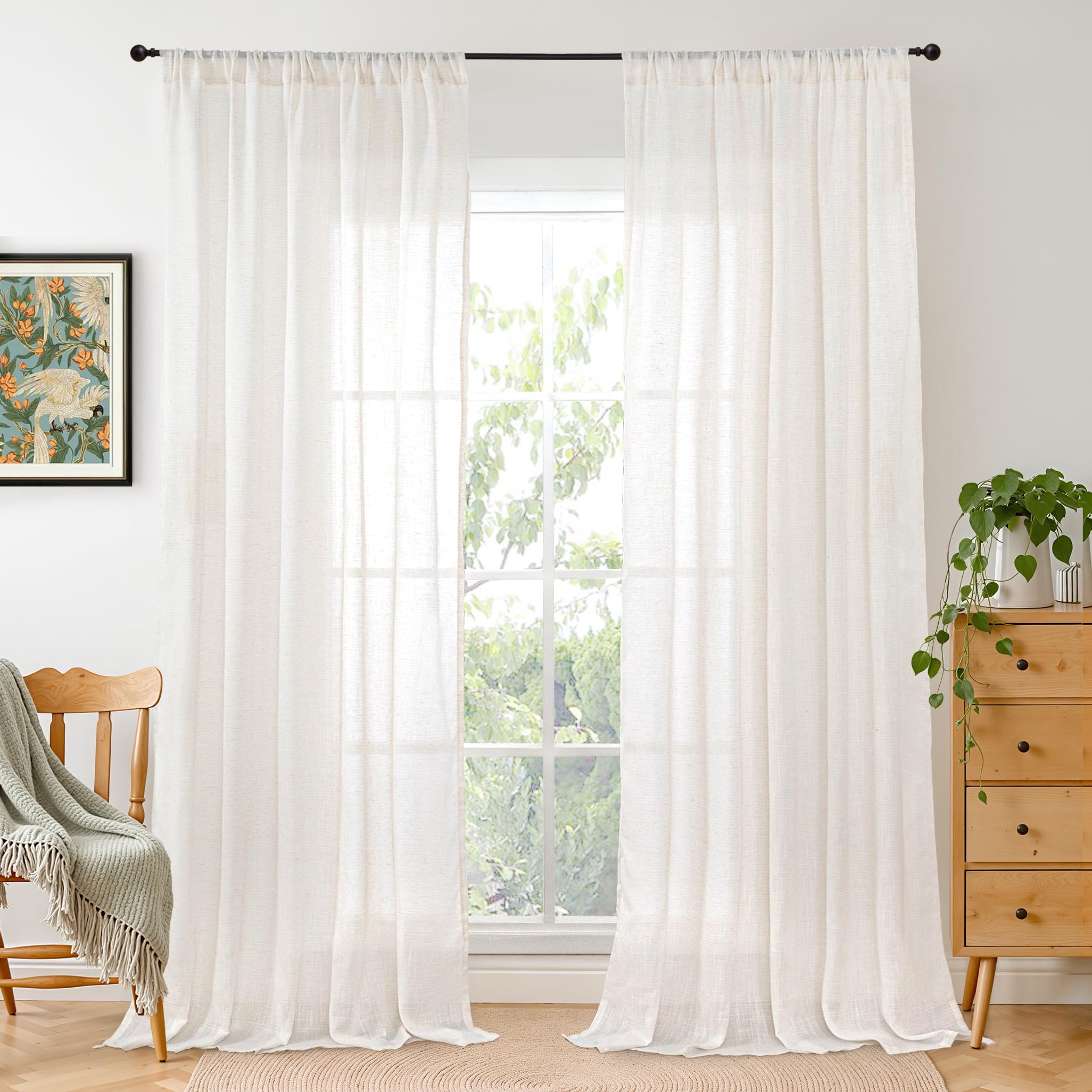 BGment Linen Curtains packaging close-up highlighting natural fibers for eco-friendly style.