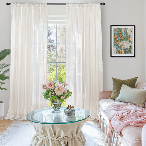 BGment Linen Curtains panel setup showing 3-inch rod pocket and generous length.