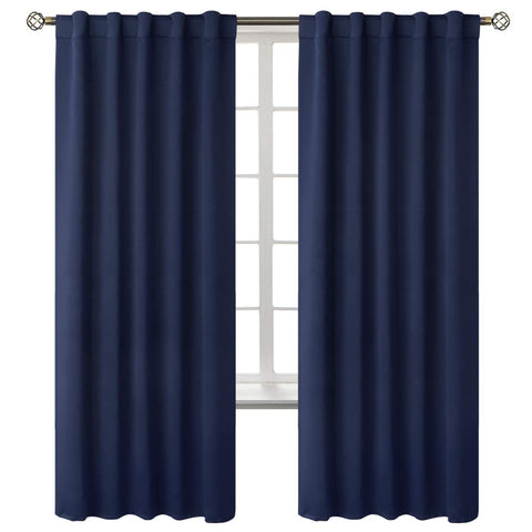 BGment navy blue curtains block sun while protecting furniture color.