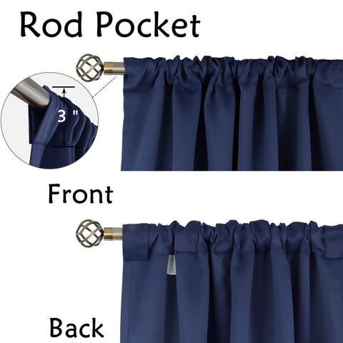 BGment navy blue curtains with rod pocket for easy hanging.