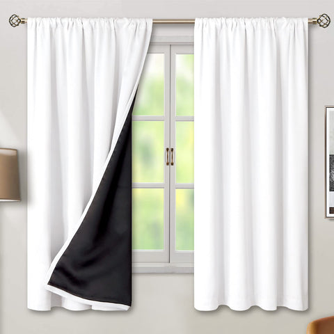 BGment white blackout curtains, 63-inch length, block light for better sleep.
