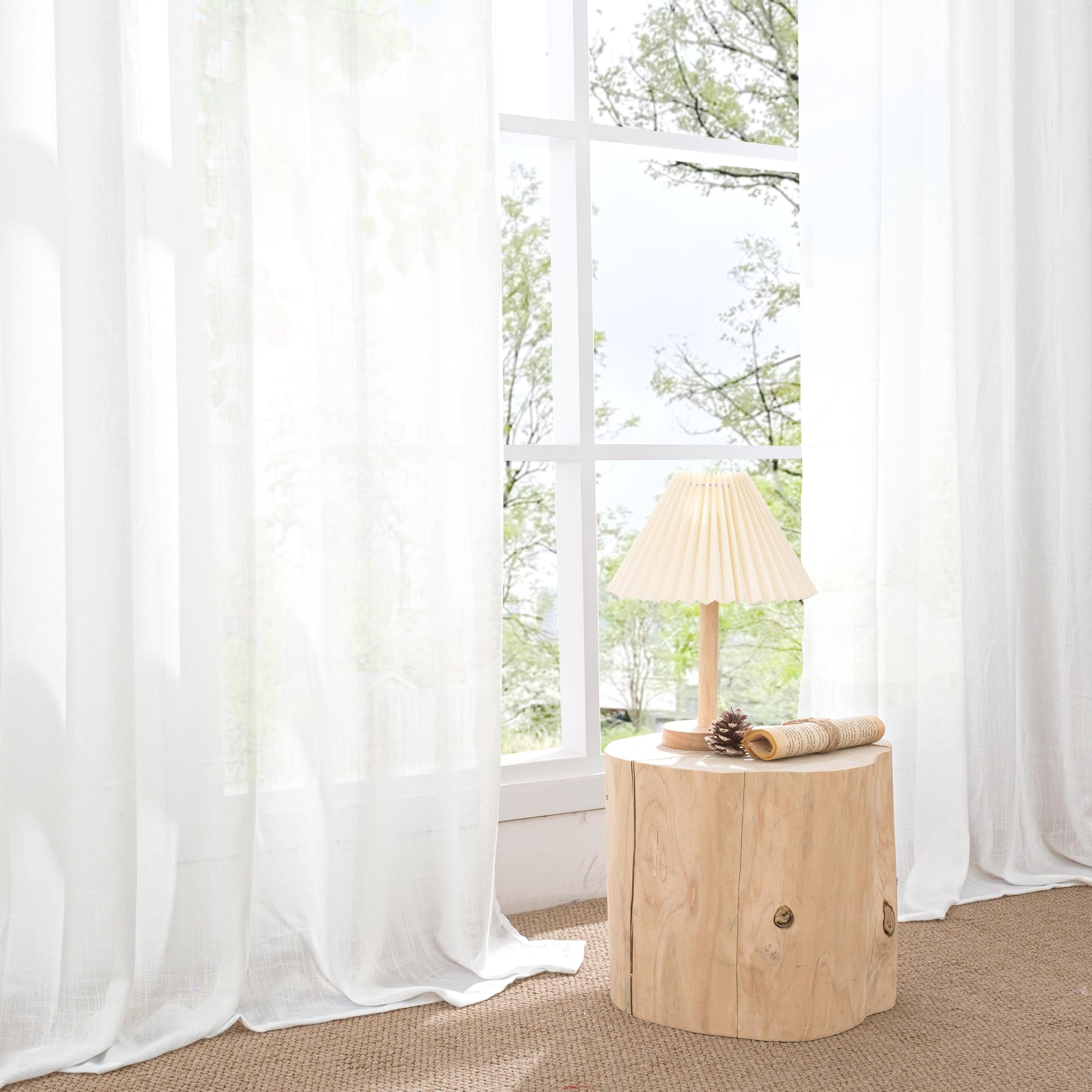 BGment White Linen Curtains suited for kitchen or office styling