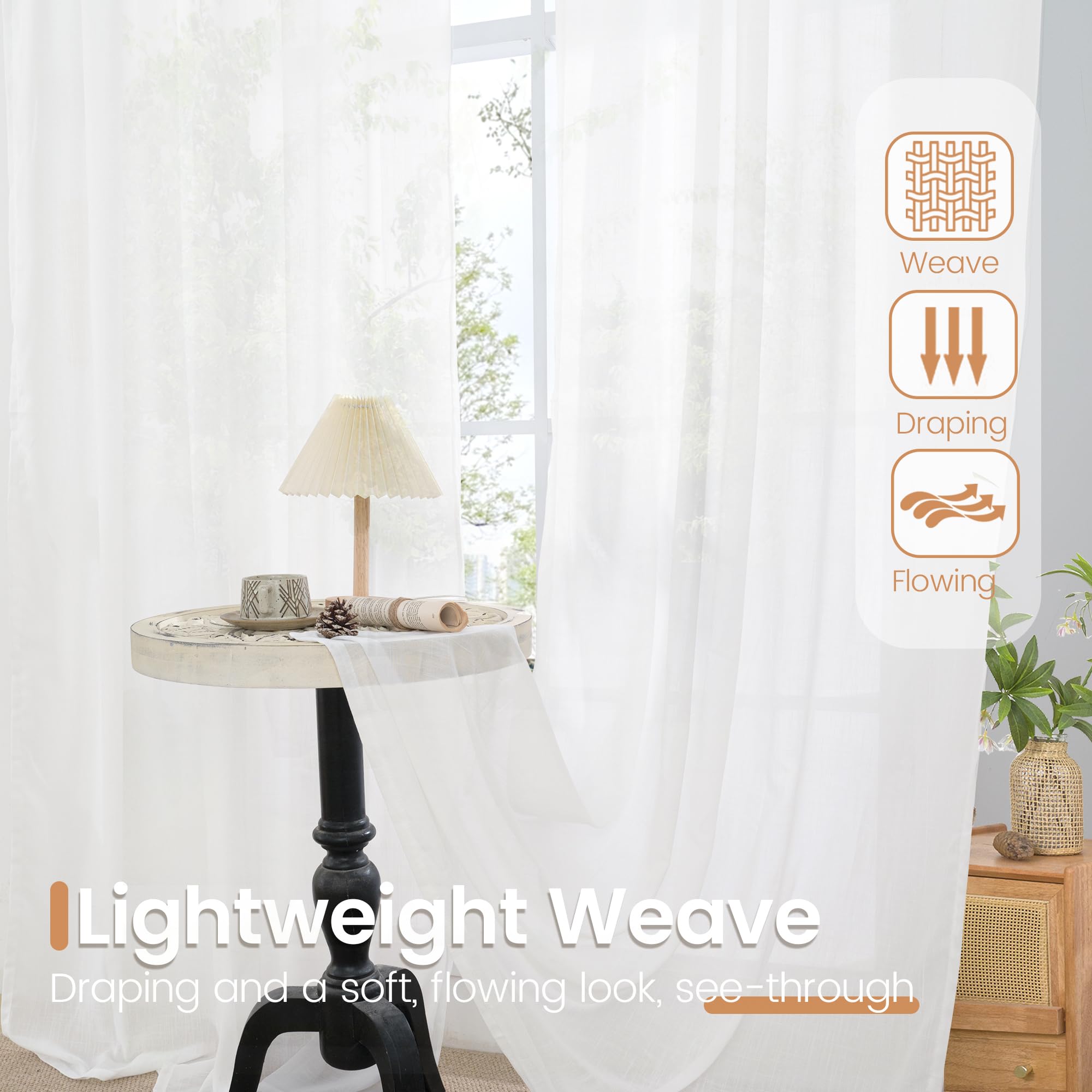 BGment White Linen Curtains creates warm ambience in a living room