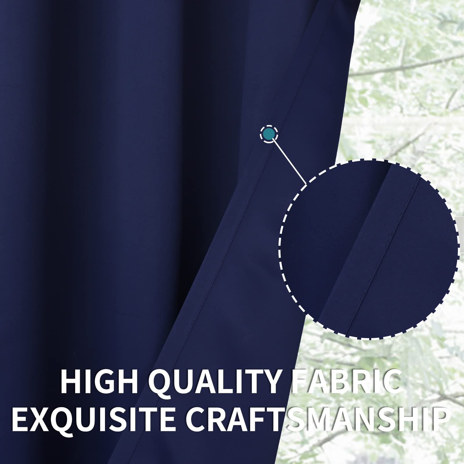 BGment navy panel covers wide doors and windows with style.