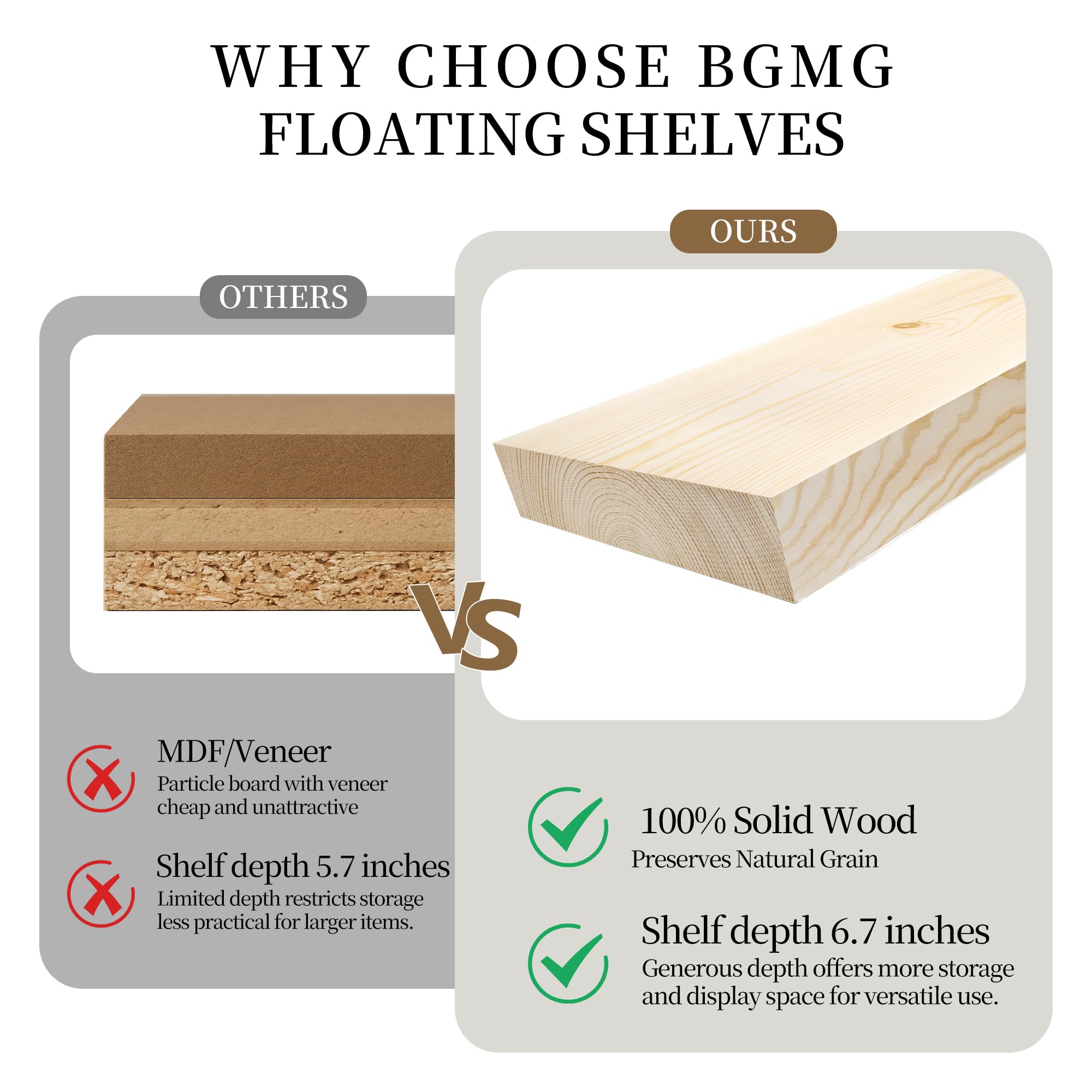 BGMG kitchen spice display on walnut shelves keeps spices neatly organized and accessible.
