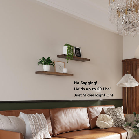 BGMG living room shelf display blending rustic character with practical storage options.