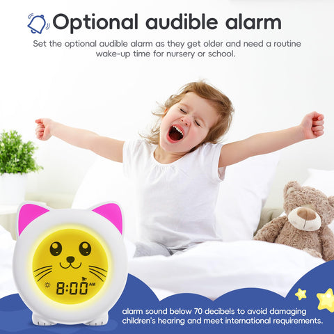 Soft blue night light supports gentle morning wake-up