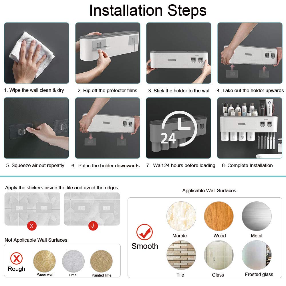 Magnetic cups drain water quickly for hygienic, dry brushes.