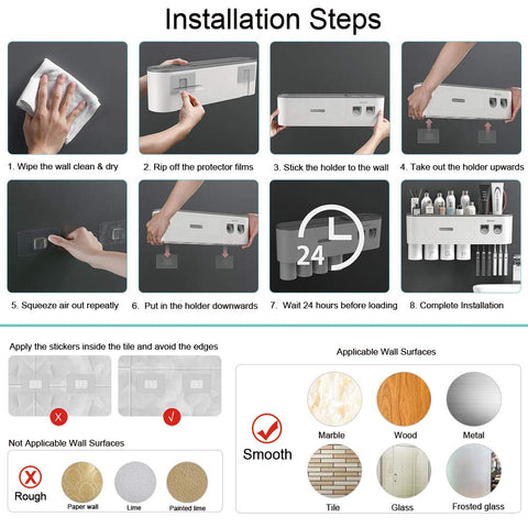 Magnetic cups drain water quickly for hygienic, dry brushes.