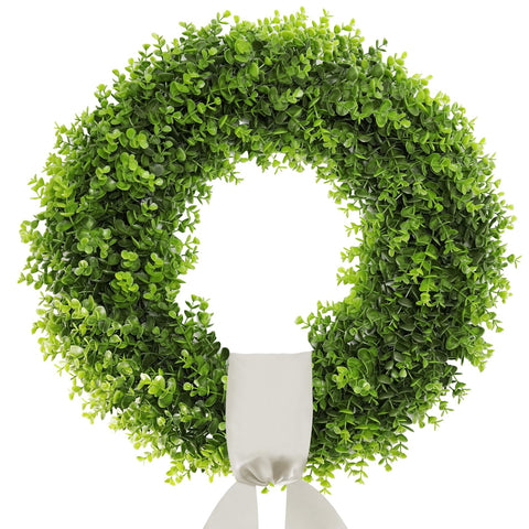 BHHDA 24-inch foldable boxwood wreath for front-door display.