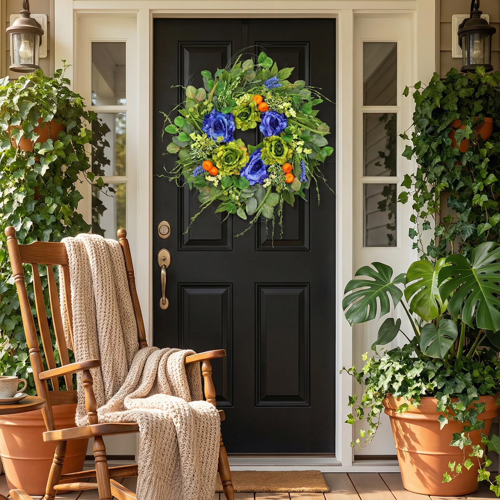 BHHDA blue-green-orange palette highlights bright orange berries for seasonal flair