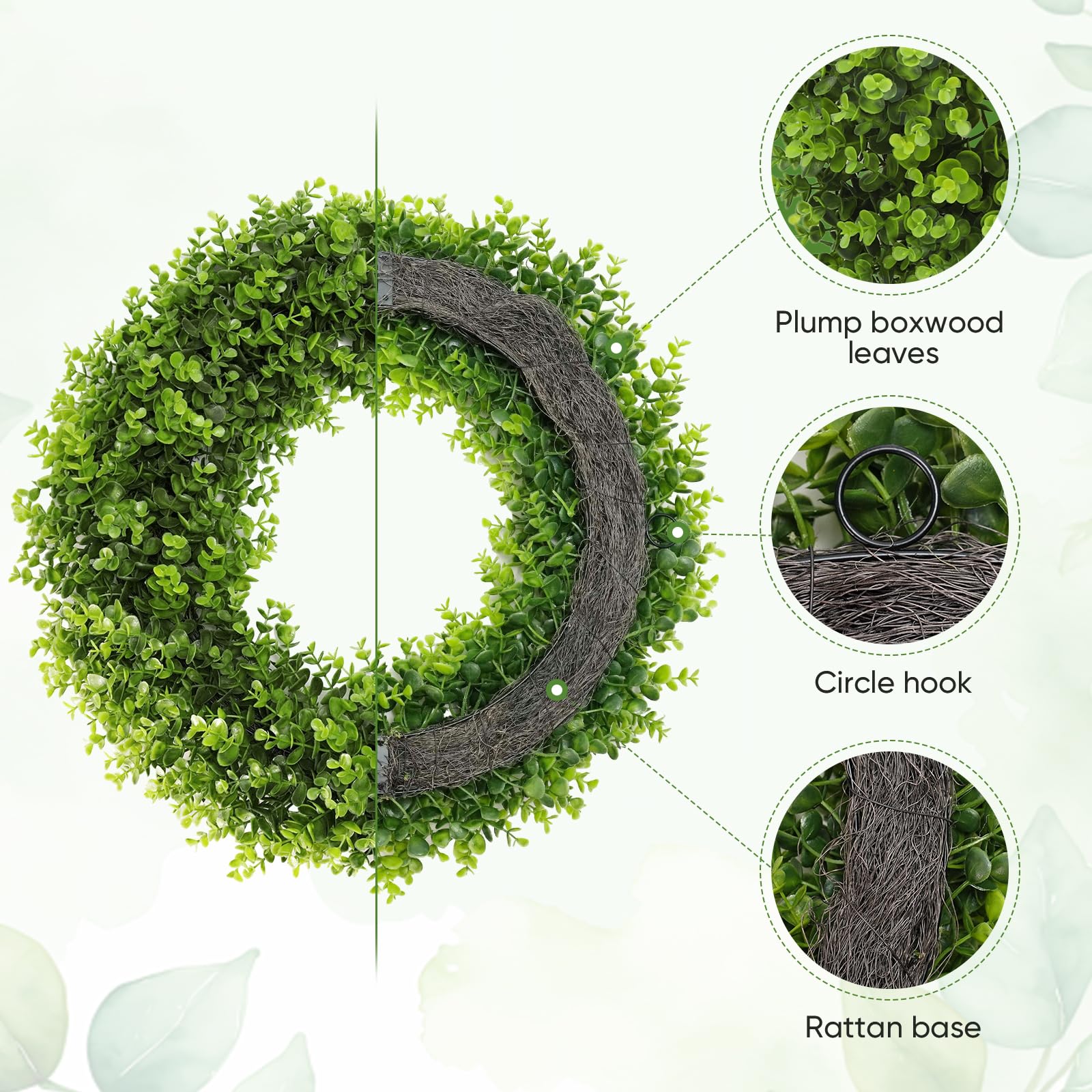 BHHDA handmade boxwood wreath with a realistic look for entrances.