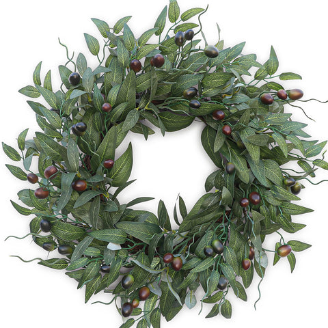 BHHDA olive wreath front door display enhances curb appeal.