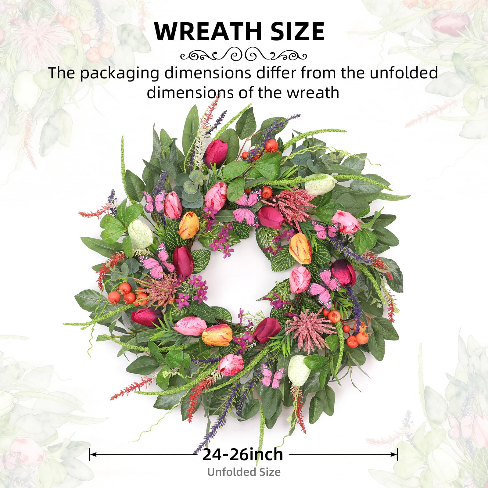 BHHDA silk flower wreath endures sun on covered porch