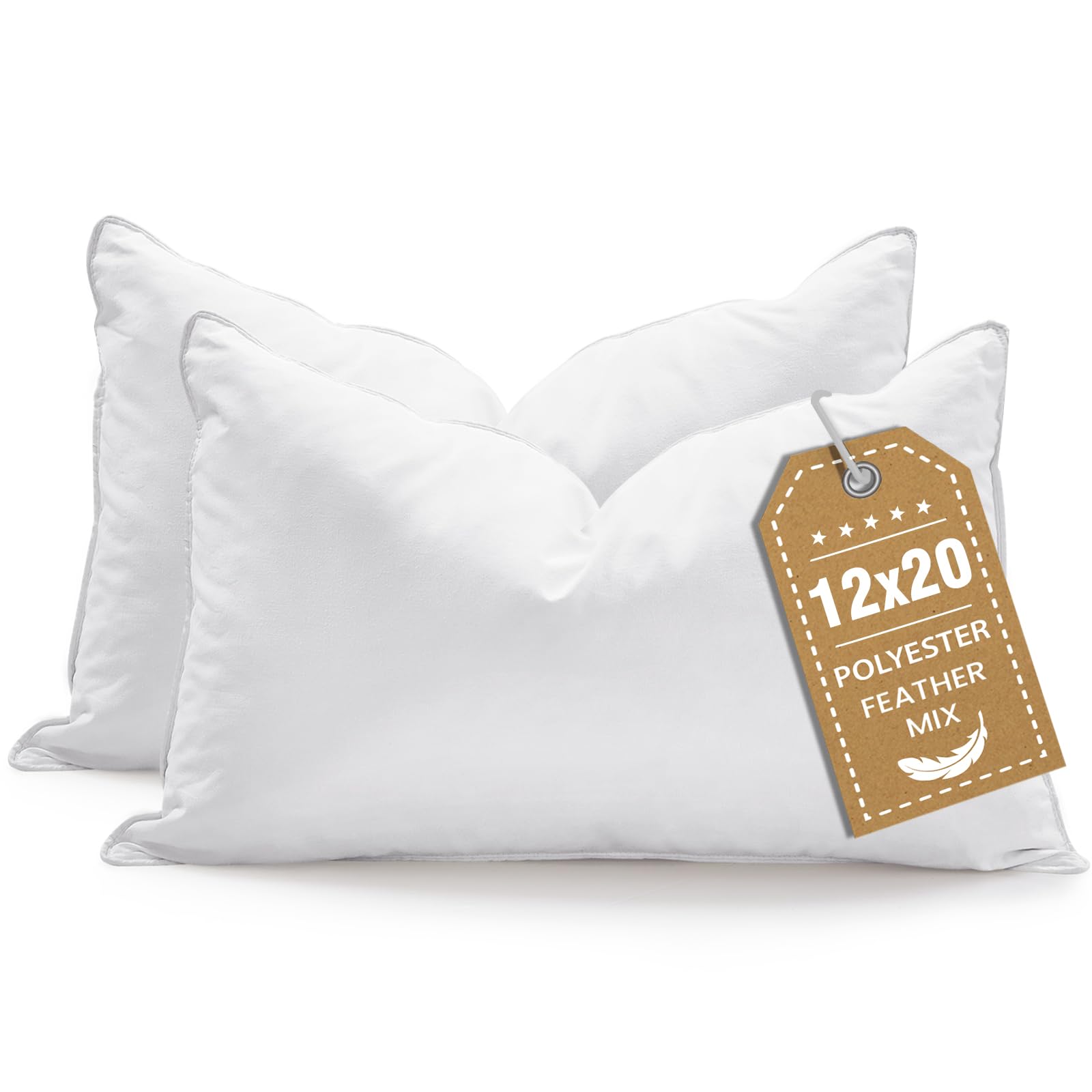 BHZ 12x20 pillow inserts in vacuum packaging ready to fluff for full comfort.