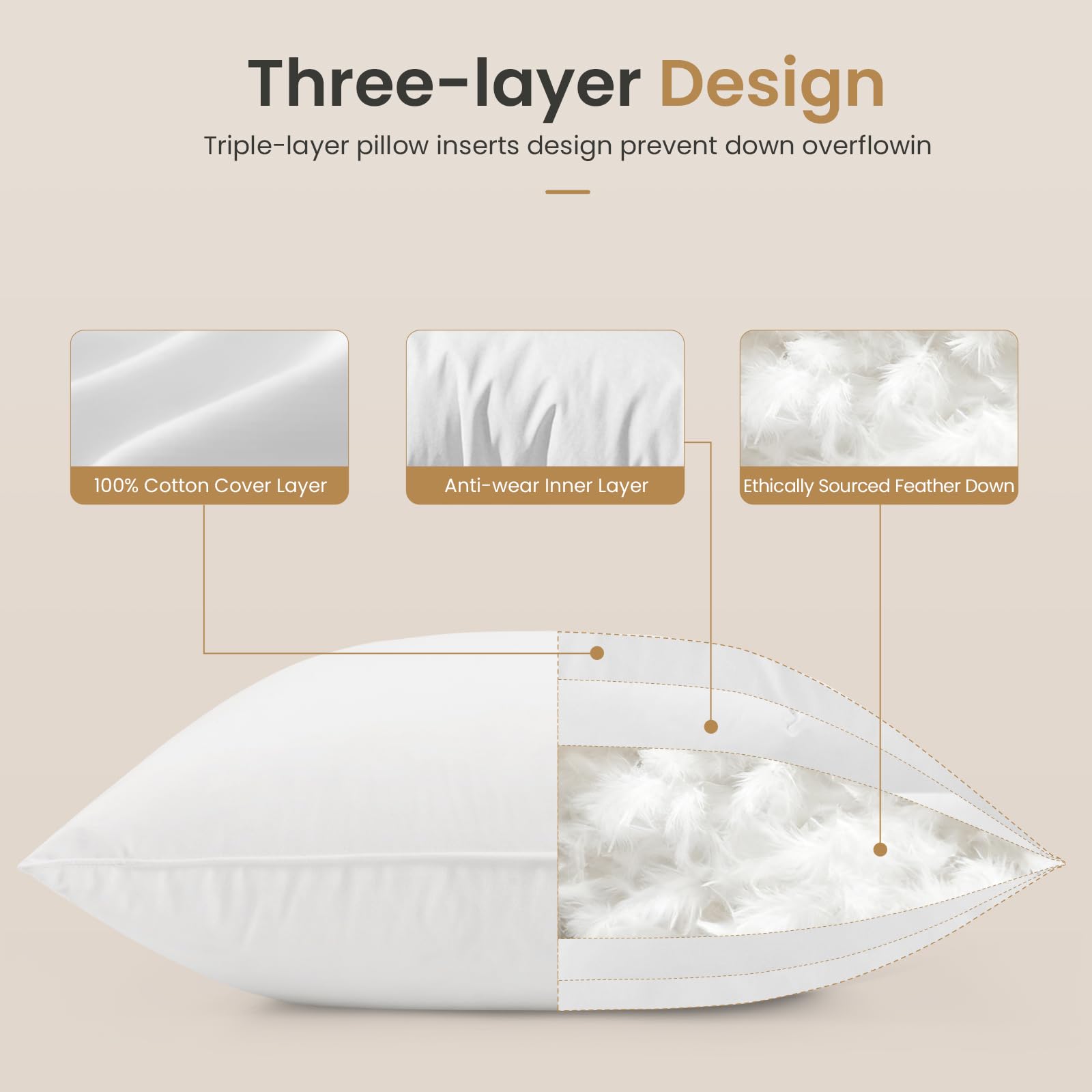 BHZ 12x20 pillow inserts close-up fabric cover showing breathable material.