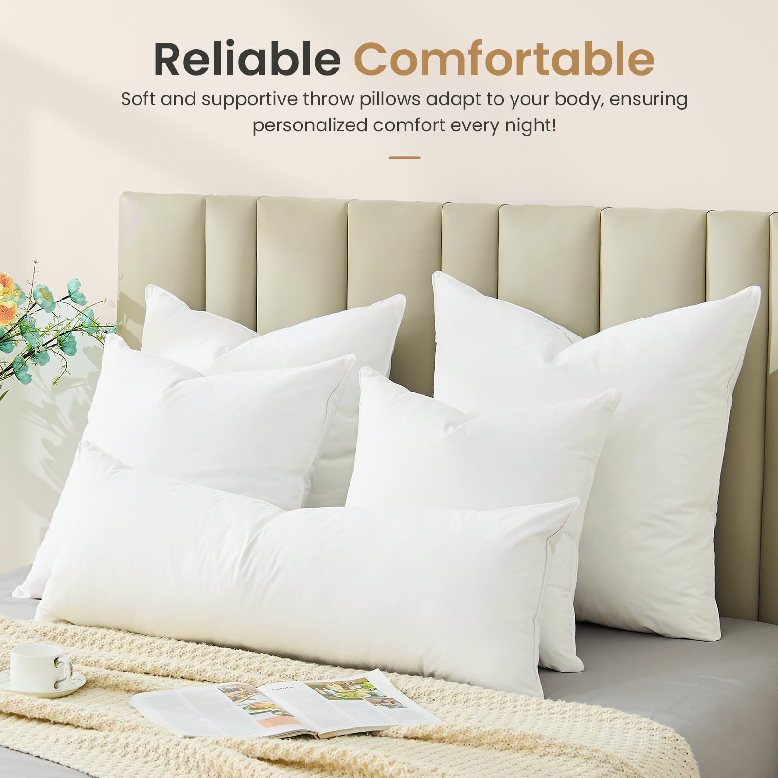 BHZ 12x20 pillow inserts fluffed to reveal cloud-soft edges and resilience.