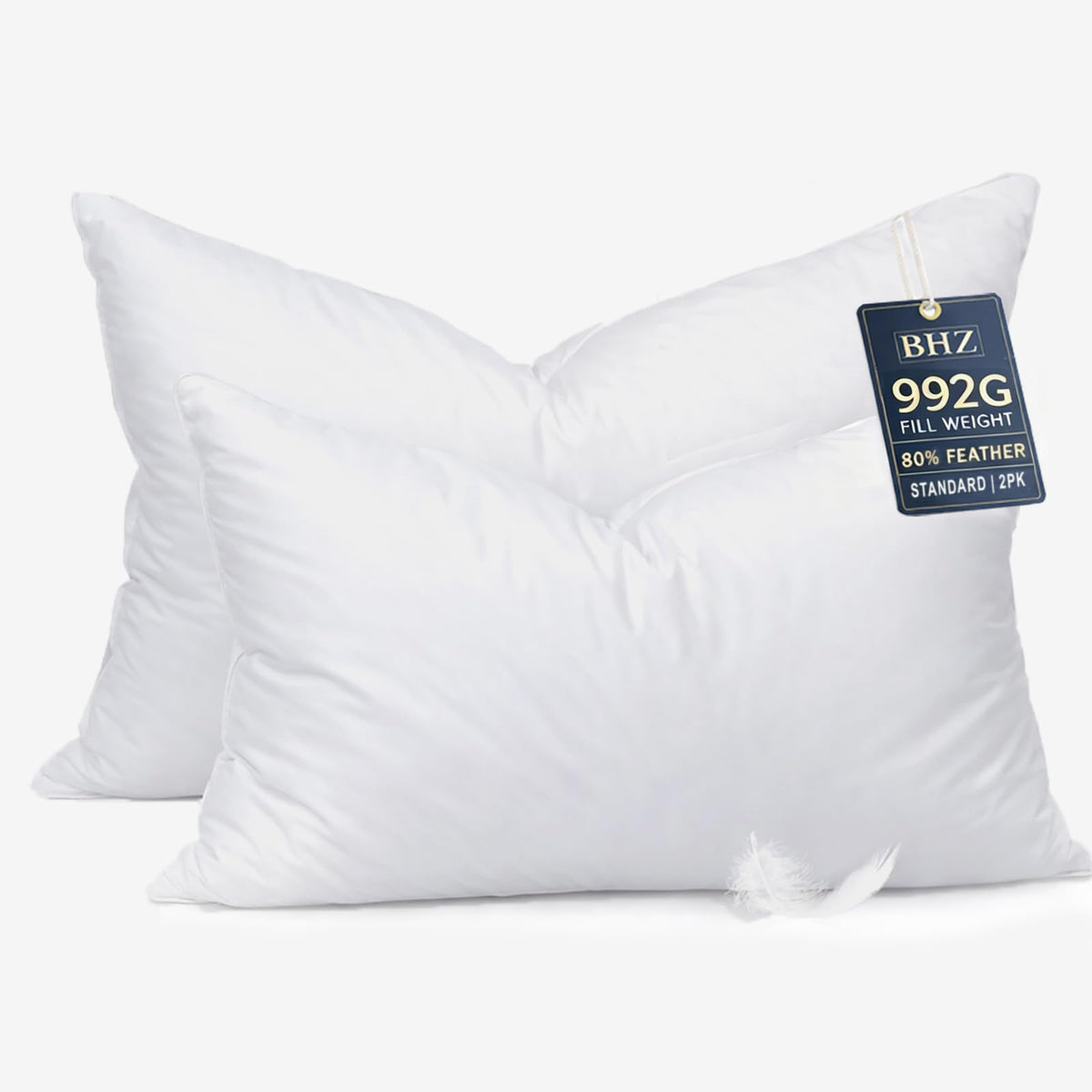 BHZ down pillow filling close-up shows plush loft and lasting support.