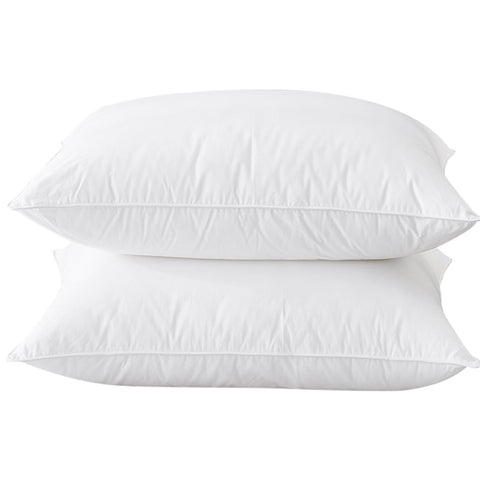 BHZ goose down pillow queen loft closeup shows plush fill and lasting support.