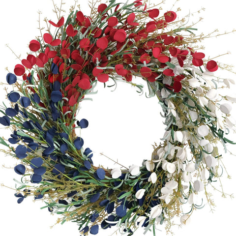 Bibelot 22-inch American flag floral wreath for door and wall decor