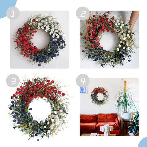 Artificial PE petals Bibelot wreath in patriotic colors
